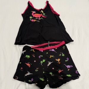 Torrid Black Pajama Set with Pink Lace and Cute Dinosaurs